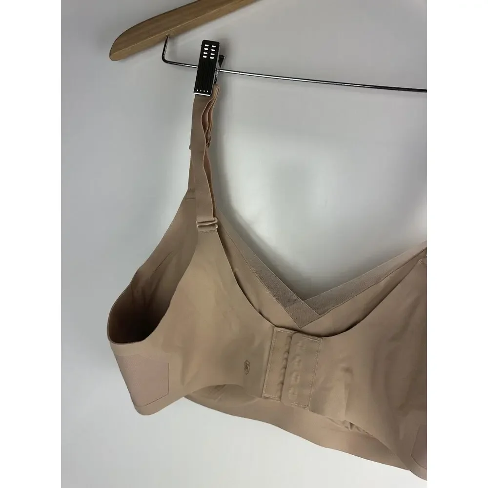 HoneyLove Crossover V-Neck Bra Wireless Adjustable Padded Tan Beige Plus Size 1X - Picture 8 of 12